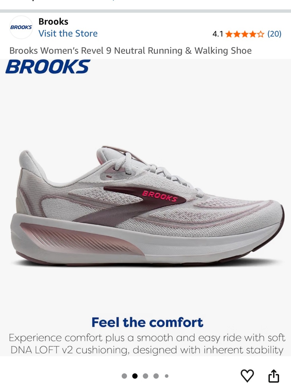 Brooks Women's White and Mauve-Pink- red- burgundy- Running Shoe - Picture 11 of 13
